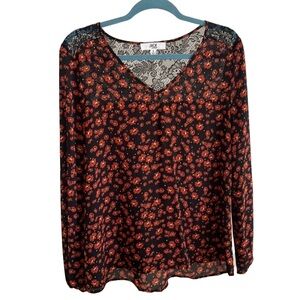 Semi sheer lace peasant top